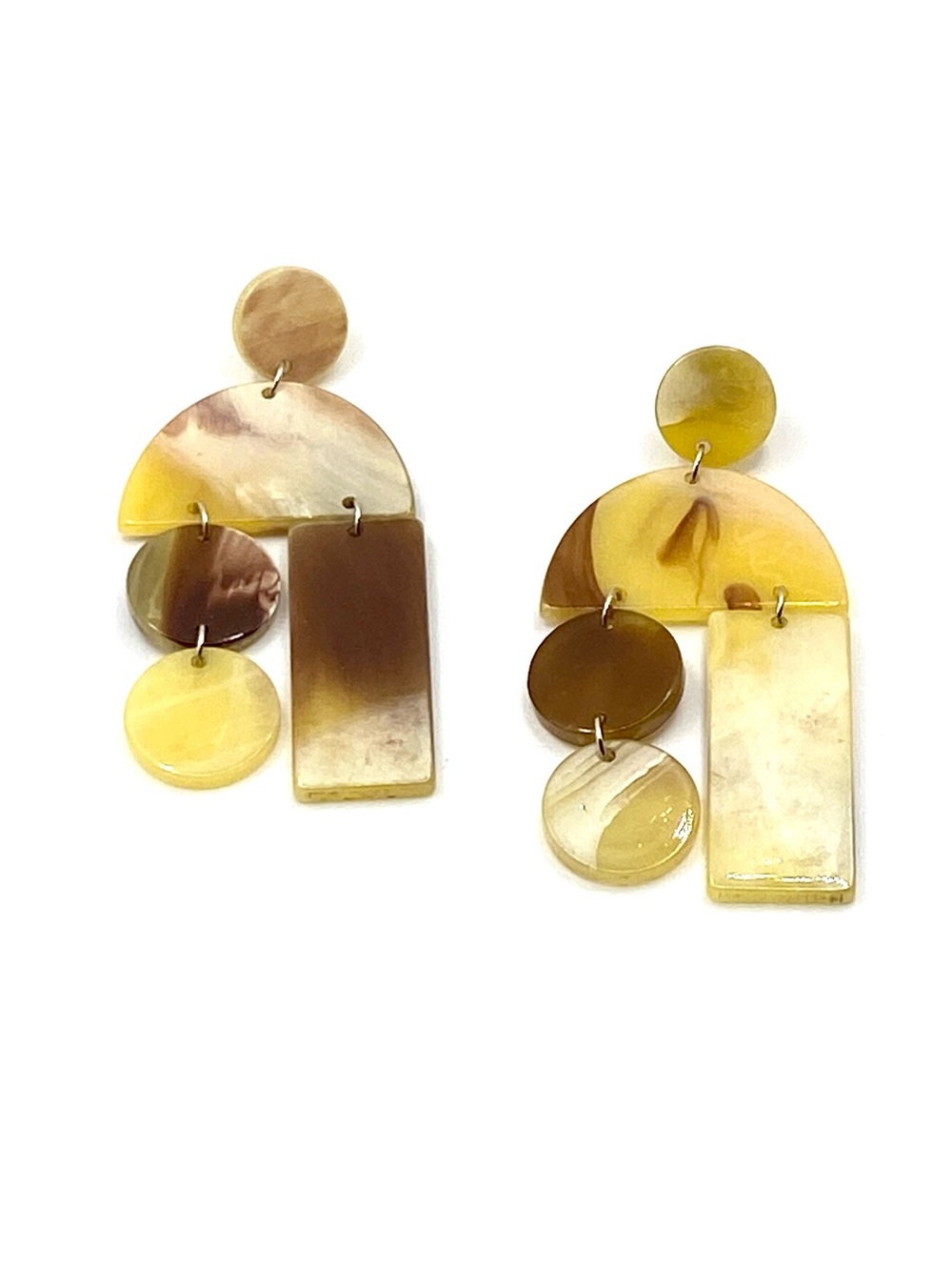 Plunder Design "Luna Rae" Geometric Resin Tortoiseshell Drop Earrings NWT